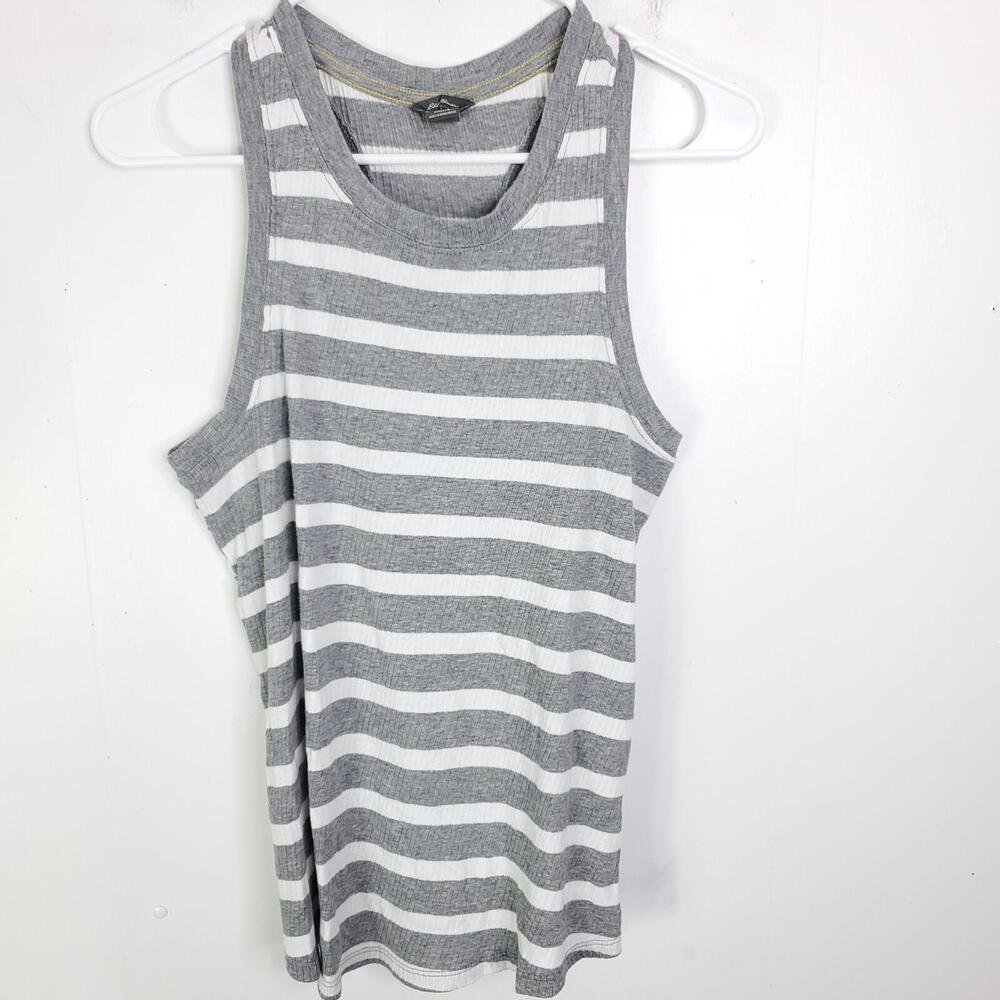 Eddie Bauer Shirt Womens Large Travex High Neck Striped Ribbed Casual Summer - Picture 1 of 8